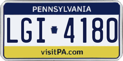 PA license plate LGI4180