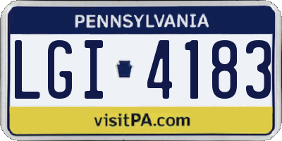 PA license plate LGI4183