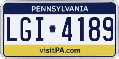PA license plate LGI4189