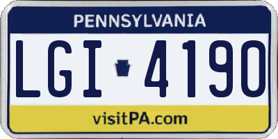 PA license plate LGI4190