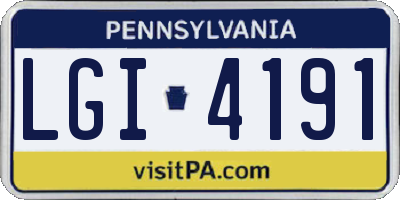 PA license plate LGI4191