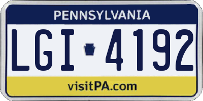PA license plate LGI4192