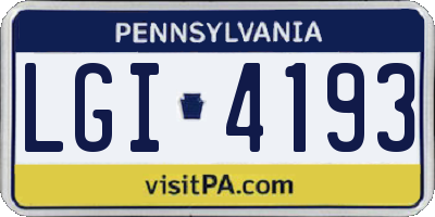 PA license plate LGI4193