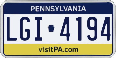 PA license plate LGI4194