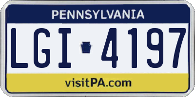 PA license plate LGI4197
