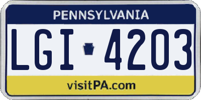 PA license plate LGI4203