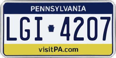 PA license plate LGI4207