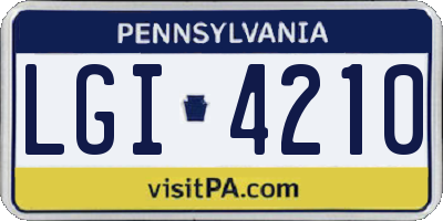PA license plate LGI4210