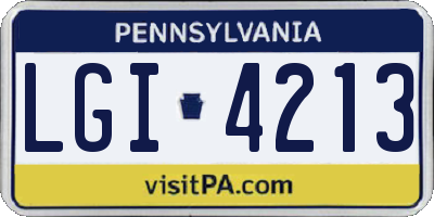 PA license plate LGI4213