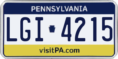 PA license plate LGI4215