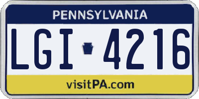 PA license plate LGI4216