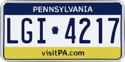 PA license plate LGI4217