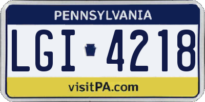 PA license plate LGI4218