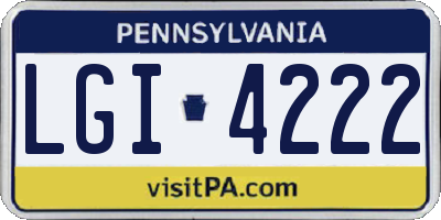 PA license plate LGI4222