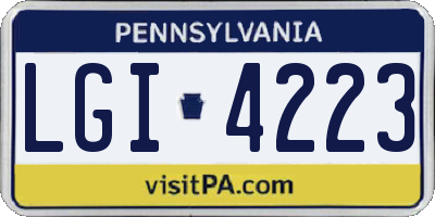 PA license plate LGI4223