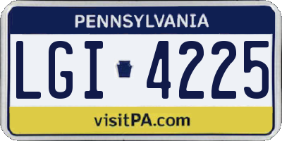 PA license plate LGI4225