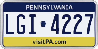 PA license plate LGI4227