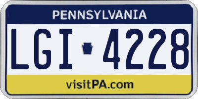 PA license plate LGI4228