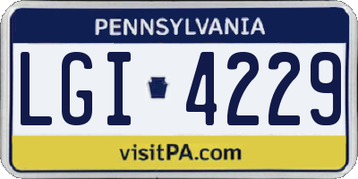 PA license plate LGI4229