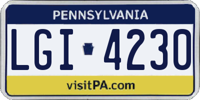 PA license plate LGI4230