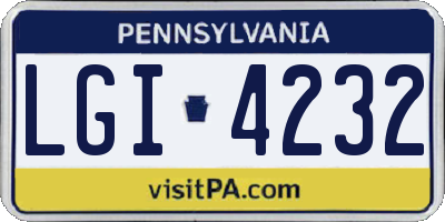 PA license plate LGI4232