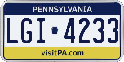 PA license plate LGI4233