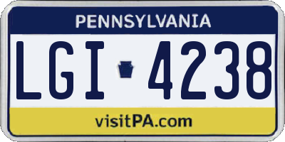PA license plate LGI4238