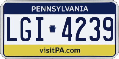 PA license plate LGI4239