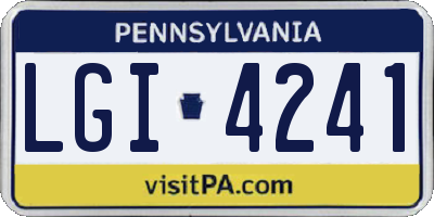 PA license plate LGI4241