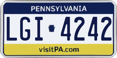 PA license plate LGI4242