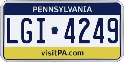 PA license plate LGI4249