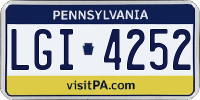 PA license plate LGI4252