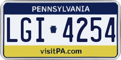 PA license plate LGI4254