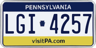 PA license plate LGI4257
