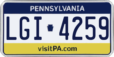 PA license plate LGI4259