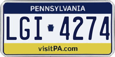 PA license plate LGI4274