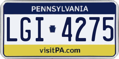 PA license plate LGI4275