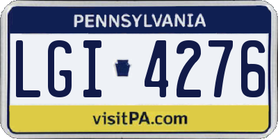 PA license plate LGI4276