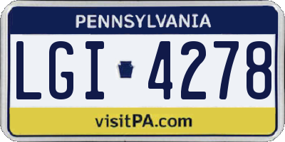 PA license plate LGI4278