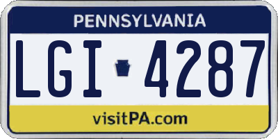 PA license plate LGI4287