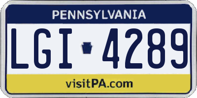 PA license plate LGI4289