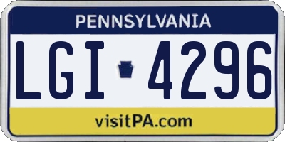 PA license plate LGI4296