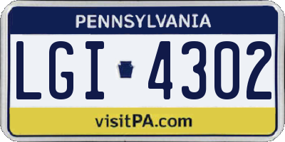 PA license plate LGI4302