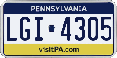 PA license plate LGI4305