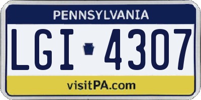 PA license plate LGI4307