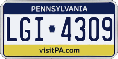PA license plate LGI4309