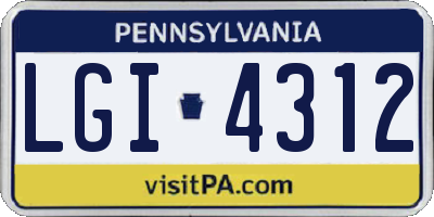PA license plate LGI4312