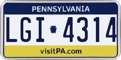 PA license plate LGI4314