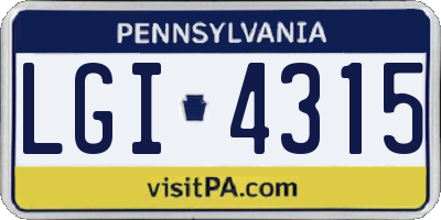 PA license plate LGI4315