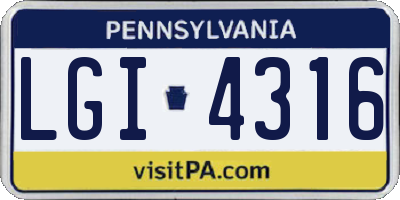 PA license plate LGI4316